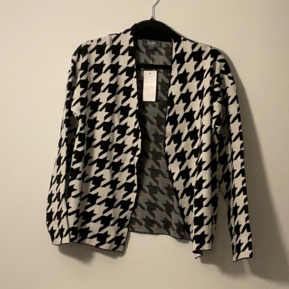 bellini Black and White Houndstooth Blazer Jacket